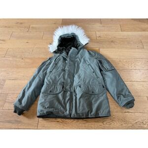 NOS USAF N-3B Parka Winter Coat Fur Hooded Jacket Olive Green Military Style